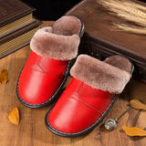 Anti-slip Warm Household Slipper Men Leather Slippers In Autumn And Winter Plus Size For 45 Couples Cotton