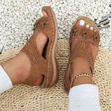 Women's Flowers Wedge Sandals Summer 2023 Plus Size 43 Platform Walking Sandalias Mujer Lightweight Non Slip Roman Shoes