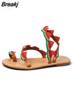 Womens Shoes 2023 Flat Sandals Suit Female Beige Flip Flops Platform Summer Heels Large Size Luxury New Without Black