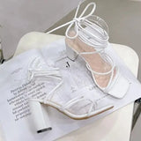 Sandal Cross-Shoes Square Toe Clear Heels 2024 Women's Med Flip Flops Platform Girls Comfort Beige New Block Medium