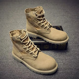 Men's Fashion British Style Winter Short Boots All-match High-Top Shoes Men's Mid-Top Tooling Boots Leather