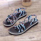 Size Summer Beach Sandals Women Clip Toe Rope Knot Flat Slippers