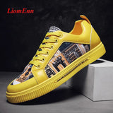 Spring Graffiti Yellow White Sneakers Women Flat Shoe Tennis Female Summer Casual Sport Vulcanized Shoes Woman basket