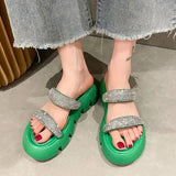 Wedge Sandals Woman Summer 2023 Chunky Platform Women Leather Slippers Thick Sole Gladiator Shoes for Women Flip