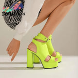 INS Hot Sale Ladies Sandals Solid Ankle Buckle Peep Toe High Heel Platform Sandals Women Big Size 46 2022 New