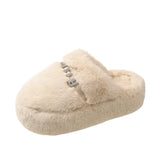 Breakj Head Half Slippers Women Wear 2023 New Autumn And Winter Home Thick Bottom Net Red Senior Sense Hair Hair