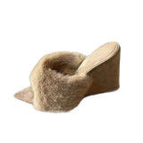 Breakj Shoes Heel Women's Shoes Tip Half Slippers Outside 2025 Spring And Summer New Lazy One-Legged Cotton