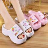 Slippers Fashion Platform Korean Version Increase Women's Shoes Wedge Cartoon Cute Outdoor Flip Flops Slides