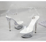 Breakj 190-1 34-43 Sexy Super Heels 15CM Heel Platform Sandals Transparent Crystal Shoes Wedding