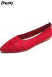 Fashion Slip on Mesh Loafers Breathable Stretch Ballet Shallow Flat Elegant Women Soft Bottom Pointed Toe Boat Shoes