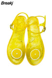 Women Slippers Transparent PVC Fruit Decoration Sandals For Ladies Summer Outdoor Buckle Strap Beach Shoes Female Fashion