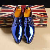 Leather Men Wedding Shoes Gold Blue Red White Oxfords Shoes Designer Pointed Toe Dress Shoes Big Size
