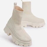 Women Boots Elastic Platform Boots Breathable Spring Summer Heels Botas Mujer Slip On Ankle Boots Elegant Woman Heeled