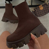 Women Boots 2022 Platform Boots For Autumn Winter Shoes Slip On Platform Shoes Women Ankle Boots White Heels Short Botas