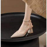 Summer New Pointed Fashion One Line Buckle Style Shallow Mouth Sandals Women's Comfortable Banquet Shoes
