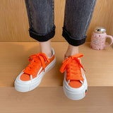 Style Woman Vulcanize Shoes 2022 Orange Students Basic Sleek Canvas Sneakers Casual Daily Wear Zapatillas