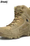 Men Military Boots Men Outdoor Cow Suede Ankle Boots Tactical Combat Boots Work Safty Shoe for Men Casual Waterproof Hiking