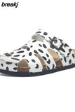 New Summer Buckle Cork Slipper 2023 Casual Women Beach Outside Non-slip Closed Toe Cut-outs Slides