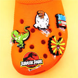 1pcs Dilophosaurus PVC Shoe Charms Accessories Decorations Jurassic Dinosaurs Bus Designer Croc Jibz Buckle Kids