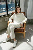 Pieces Set Women Knitted Tracksuit Turtleneck Sweater + Carrot Jogging Pants Pullover 2021 Sweater Set CHIC Knitted