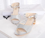 Black Summer Sandals Open Toe Women Sandles Thick Heel Shoes Gladiator Shoes Sandales Femme