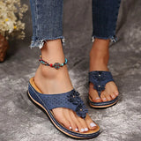 New Summer Flower Women's Sandals Car Line Non-slip Beach Shoes Large Size Flip Flops Wedges Comfortable Sandals Women