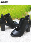 High Heeled Pumps Sandals Woman Platform Shoes Peep Toe Sexy Front Hollow Out Female Summer 2023 Black Brown