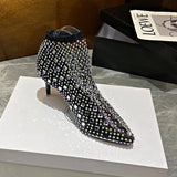 Women Sandals Full Rhinestone Mesh Summer Boots Women Zapatos Transparentes De Mujer Size 43 Goth High Heels Cowboy