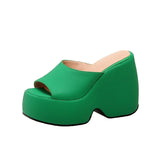 Women Luxury Designer Brand 2022 Summer Microfiber Fashion Platform Wedge High Quality Slides Female Shoe Big Size