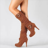 new Women Fashion Jackboots Thick Heel Boots Bandage Over The Knee Fashion Boots Zapatos De Mujer Motorcycle boots Size