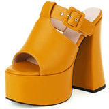 Large Size 46 Women Solid Slip On Buckle Peep Toe Platform Shoes High Heel Sexy Quality Pumps Women