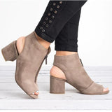 Woman Sandals Ladies Shoes Gladiator Casual Peep Toe Antiskid Bottom Zipper Med Thick Heels Wedding Sandalias Mujer