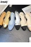 Mixed Color Slingback Sandals Women Elastic Band Back Strap Flats Mule New Brand Design Shoes Female Ballet Office