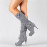 new Women Fashion Jackboots Thick Heel Boots Bandage Over The Knee Fashion Boots Zapatos De Mujer Motorcycle boots Size