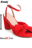 VIP 2023 Summer Woman Sandals Round Heels Super High Heel With Butterfly-knot Sweet Lady Office Shoes Plus Size