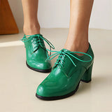 INS Hot Sale Ladies Colorful Lace Up High Heel Round Platform women's Pumps 2022 New Big Size 43 Elegant Comfy