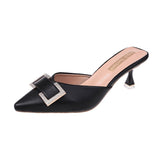 Semi-Slippers Women's Heel Fashion 2024 New Summer Korean Version Wearing Low-Heeled Sandals Tipped