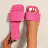 Flat-Bottom Hairy Slippers Women's New Square Head Presses Towel Cotton