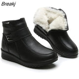 2023 Women Snow Boots Winter Flat Heels Ankle Boots Women Warm Platform Shoes Genuine Leather Thick Wool Fur