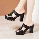 Slippers Women's Summer 2023 New Fishmouth Sandals, Thick Heels, Waterproof Platform, Large Size