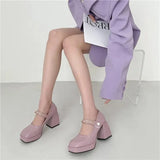 High Root Shoe Female 2023 Summer Retro Mary Jane Square Root Women's Shoes Color Matching Shallow Mouth Beaded High