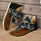 Breakj Size Sandals Women Popular Summer New Clip Toe Print Flat Sandals Women's Back Zipper Women