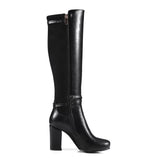 new arrivals large size 33-43 chunky high heels knee high boots woman shoes dropship black brown shoes woman