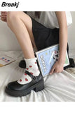 Women's Summer Footwear High Heels Shoes for Woman 2023 Pumps Black on Heeled Gothic Platform Round Toe Mary Jane Korean Style