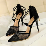 Breakj Sexy Heels Mesh Lace Cut Out