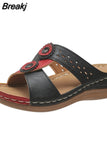 Women Wedge Sandals 2023 Summer Roman Style Open Toe Women's Sandals Vintage Non Slip Leather Casual Beach Shoes Zapatos