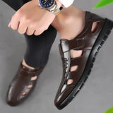 Summer Men Sandals Cozy Hollow Non-slip Soft Lighted Breathable All-match Wearable Fashion Work Shoes Casual Leather