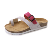 Outside Buckle Cork Slipper New Women Summer Mixed Color Casual Beach Slip on Flip Flops Slides