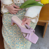 Summer New Women Shoes Fashion Simplicity Slippers Square Toe Square Heel High (5cm-8cm) Solid Color Chunky Heel