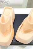 New Summer Square Toe Thick Bottom Women's Slippers Brand Satin Sandals Womens Sexy Waterproof Platform Dress Beach